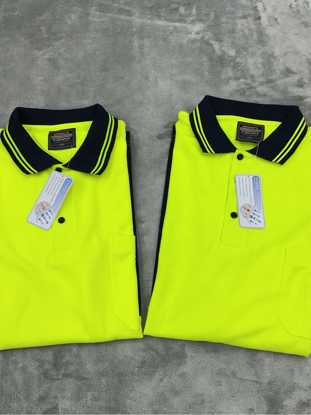 2-High visibility Wrights Workwear Polo Shirts Mens sizer 2XL  Short Sleeve